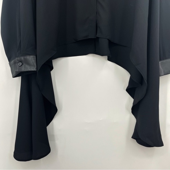 Ruti XL High-Low faux leather Button Up 0990 Top Blouse Black sheer lagenlook - Picture 4 of 12